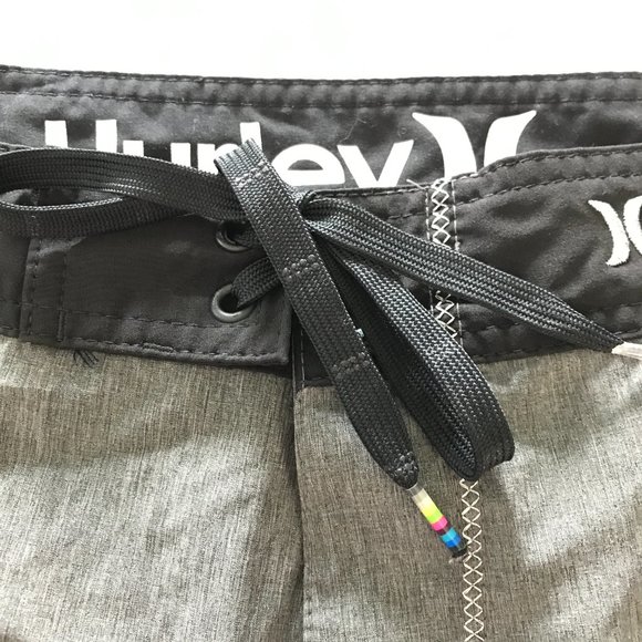Hurley Board Shorts Men Size 34 Gray Phantom Tie Waist Back Pocket Beach Casual - Picture 12 of 14